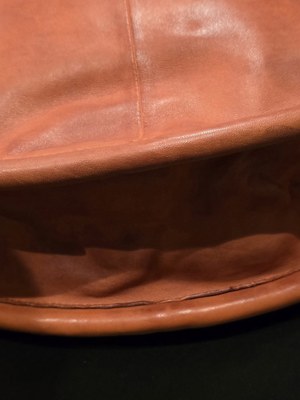Round Leather Shoulder Bag in Cognac - Picture 10 of 12